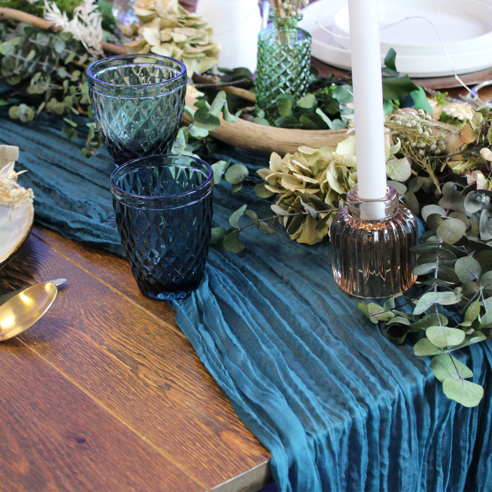 Chemin de table Cheesecloth- BLEU CANARD Chemin de table Cheesecloth- BLEU CANARD