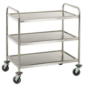 Location chariot de service inox 3 plateaux