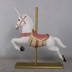 Location Cheval de carrousel licorne rose
