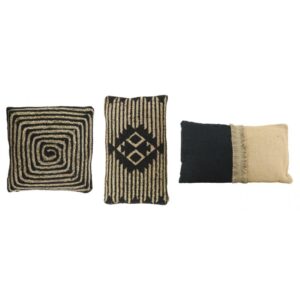 Location coussin jute & coton Noir (bicolore) 30*50cm