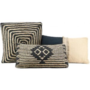 Location coussin jute & coton Noir -carré 45*45cm