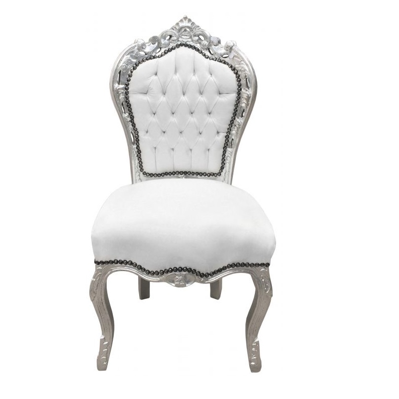 Location fauteuil baroque blanc et argent Location fauteuil baroque blanc et argent