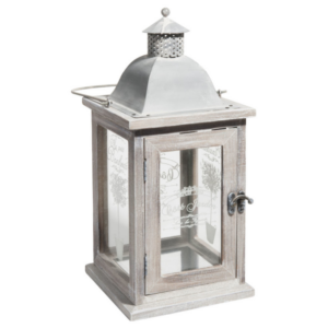 Location Lanterne en bois blanchi H36cm