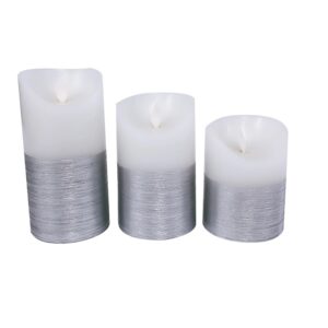 Location lot de 3 bougies leds Argent en cire