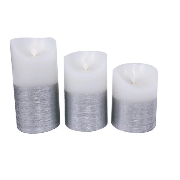 Location lot de 3 bougies leds Argent en cire