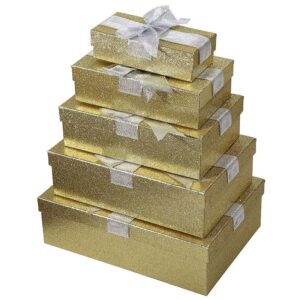 Location lot de 5 boîtes cadeaux dorés