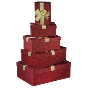 Location lot de 5 boîtes cadeaux rouge