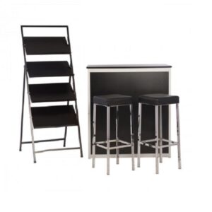 Location pack 2 tabourets + 1 comptoir d'accueil + 1 échelle porte revues