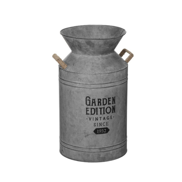 Pot à lait en zinc "Garden" H48cm - zinc et jute