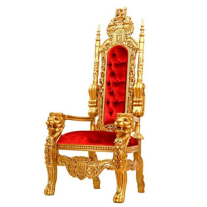 Trône rouge et or à Tête de Lion - H1m80